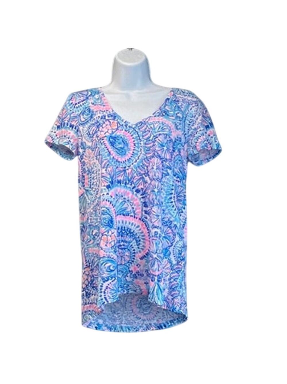 Lilly Pulitzer XS Pink/Blue Etta V Neck Beach/Summer Casual/Quiet luxury NEW